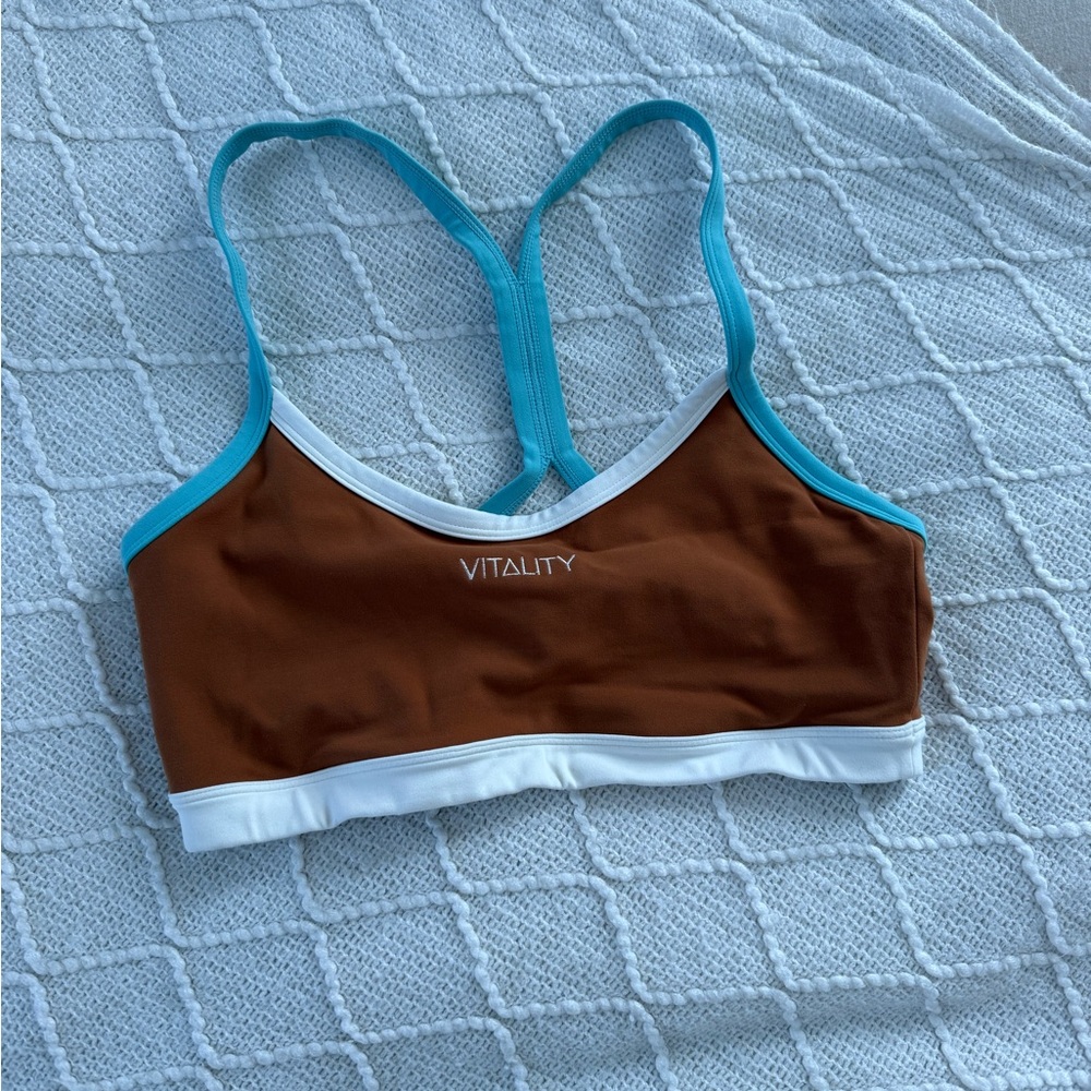 Vitality Women's Brown and Blue Sports Bra